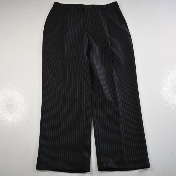 Lineage 42S 33x30 Black Striped Super 140s Mens Jacket‎ Pants Suit - Picture 8 of 12